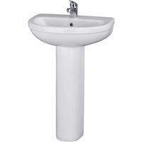 Nuie Ivo Basin & Pedestal 550mm 1 Tap Hole in White Vitreous China