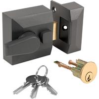 Deadlocking Nightlatch Gun Metal Narrow in Grey