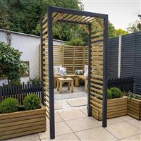 Forest Garden Slatted Arch 220cm(h) x 113cm(w) x 74cm(d) in Natural Timber