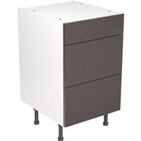 Kitchen Kit Flatpack Slab Kitchen Cabinet Base 3 Drawer Unit Super Gloss 500mm in Graphite MFC