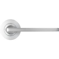 Stanza Leon on Rose Door Handles Satin (Pair) in Chrome Aluminium