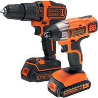 Black and Decker Black & Decker 18V Combi and Impact Driver Kit 2 x 1.5Ah in Orange