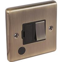 Wessex Electrical Wessex Antique Brass Fuse Spur 13A Switched in Gold Electroplated Steel