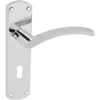 Serozzetta Tres Door Handles Lock Polished (Pair) in Chrome