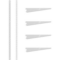 Rothley Twin Slot Shelving Kit 1600mm Uprights (x2) & 220mm Brackets (x4) in White Steel