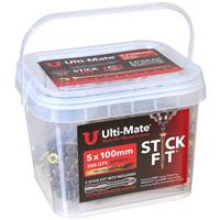 Ulti-Mate Stick-Fit Woodscrews Tub 5.0 x 100mm (300pk) in Gold
