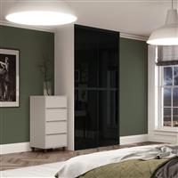 Spacepro Minimalist 2 Door Sliding Wardrobe Kit Framed Glass Doors 1504 x 2260mm in Black Aluminium/Glass