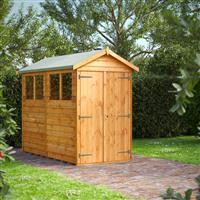Powersheds Power Overlap Apex Shed 8' x 4' Double Doors in Natural Timber