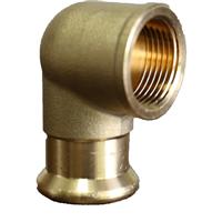 Made4Trade Press Fit Female Elbow Adaptor 15mm x 1/2 in Gold Copper