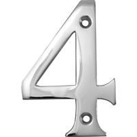 Unbranded Numeral 75mm 4 in Chrome Chrome Plated