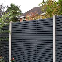 Forest Garden Painted Contemporary Double Slatted Fence Panel 6' x 6' (3 Pack) in Grey Timber
