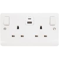 Scolmore Click Click Mode Switched USB Socket 2 Gang 4.2A Type A & C USB SP in White Urea