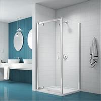 Merlyn NIX Pivot Shower Enclosure Door and Side Panel 800 x 800mm in Chrome Toughened Safety Glass