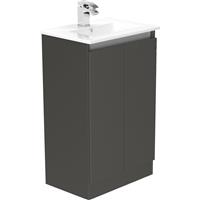 Newland Double Door Slimline Floor Standing Vanity Unit With Basin Midnight Mist 500mm in Black MFC