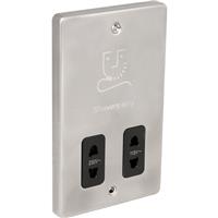 Click Deco Satin Shaver Socket Dual Voltage in Chrome Stainless Steel