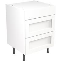 Kitchen Kit Flatpack Shaker Kitchen Cabinet Base 3 Drawer Unit Ultra Matt 600mm in White MFC