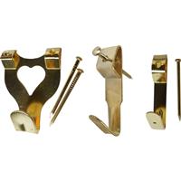 Brass Plated Picture Hooks 20 Piece Assorted in Gold