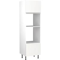 Kitchen Kit Flatpack J-Pull Kitchen Cabinet Tall Oven Unit Super Gloss Oven & Microwave 600mm in White MFC