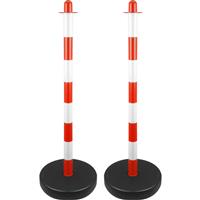 English Chain Safety Barrier Fence Post (2 Pack) in Red/White/Black