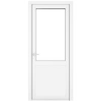 Crystal uPVC Single Door Half Glass Half Panel Right Hand Open In 840mm x 2090mm Clear Triple Glazed in White
