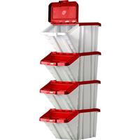 Barton Robust Storage Bin 50L with Lid 345 x 400 x 635mm - Red Lid (4 Pk)