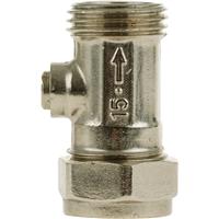 Flat Faced Male Straight Isolating Valve 15mm x 1/2" in Chrome Brass