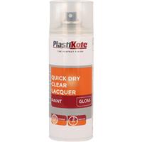 Plastikote Quick Dry Lacquer Spray Paint Gloss 400ml in Clear Plastic