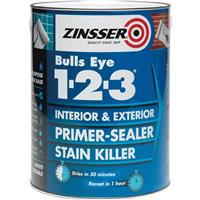 Zinsser Bulls Eye 123 Primer Sealer Paint 1L in White Steel