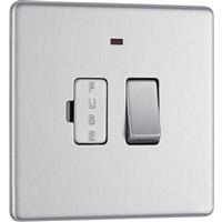 BG Screwless Flat Plate Brushed Stainless Steel 13A Spur Unit Switched Fused & Neon in Silver
