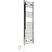Kudox Electric Pre-Filled Flat Towel Radiator 1100 x 300mm 150W in Chrome Steel