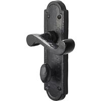 Old Hill Ironworks Laverton Suite Door Handles 172mm x 48mm Bathroom (Pair) in Black Cast Iron