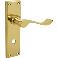 Unbranded Victorian Scroll Door Handles Bathroom Brass (Pair) in Gold