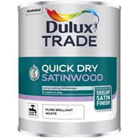 Dulux Trade Quick Dry Satinwood Paint Pure Brilliant 1L in White