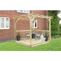 Forest Garden Ultima Pergola and Decking Kit 250cm(h) x 305cm(w) x 305cm(d) in Natural Timber