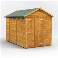 Powersheds Power Apex Security Shed 10' x 6' - Double Doors in Natural Timber