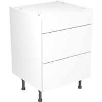 Kitchen Kit Flatpack Slab Kitchen Cabinet Base 3 Drawer Unit Ultra Matt 600mm in White MFC