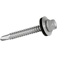 TechFast Hex/Washer Self Drilling Roof Screw 5.5 x 45mm (100 Pack) in Silver Rubber