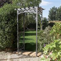 Rowlinson Wrenbury Arch 223cm (h) x 140cm (w) x 75cm (d) in Grey Steel