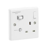 PowerBreaker RCD Switched Socket 1 Gang 13A 30mA in White