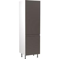 Kitchen Kit Flatpack J-Pull Kitchen Cabinet Tall Larder Unit Ultra Matt 600mm in Graphite MFC
