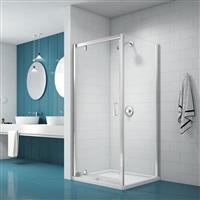 Merlyn NIX Pivot Shower Enclosure Door and Side Panel 1000 x 800mm in Chrome Toughened Safety Glass