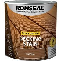 Ronseal Quick Drying Decking Stain 2.5L Rich in Teak