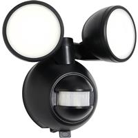 Zink LED Battery PIR Twin Floodlight 2x2x0.5W LED in Black Polycarbonate