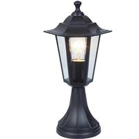 Lutec Corniche Wall Lantern IP44 Pedestal E27 385mm x 190mm in Black Die Cast Aluminium
