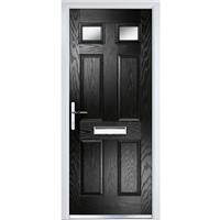 Crystal Composite Door Six Square Two Glass Right Hand 920mm x 2055mm Obscure Glass Glazing in Black