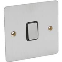 Axiom Flat Plate Satin 10A Switch Bell Push in Chrome Steel