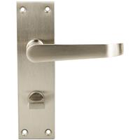 Lockworks Victorian Straight Door Handles Bathroom Pair Satin (2 Pack) in Nickel
