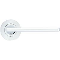 Stanza Leon on Rose Door Handles Polished (Pair) in Chrome Aluminium