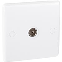 BG Low Profile Coaxial Outlet 1 Gang in White Plastic