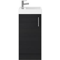 Nuie Vault Single Door Compact Floor Standing Vanity Unit with Ceramic Basin 400mm Hacienda in Black MFC
